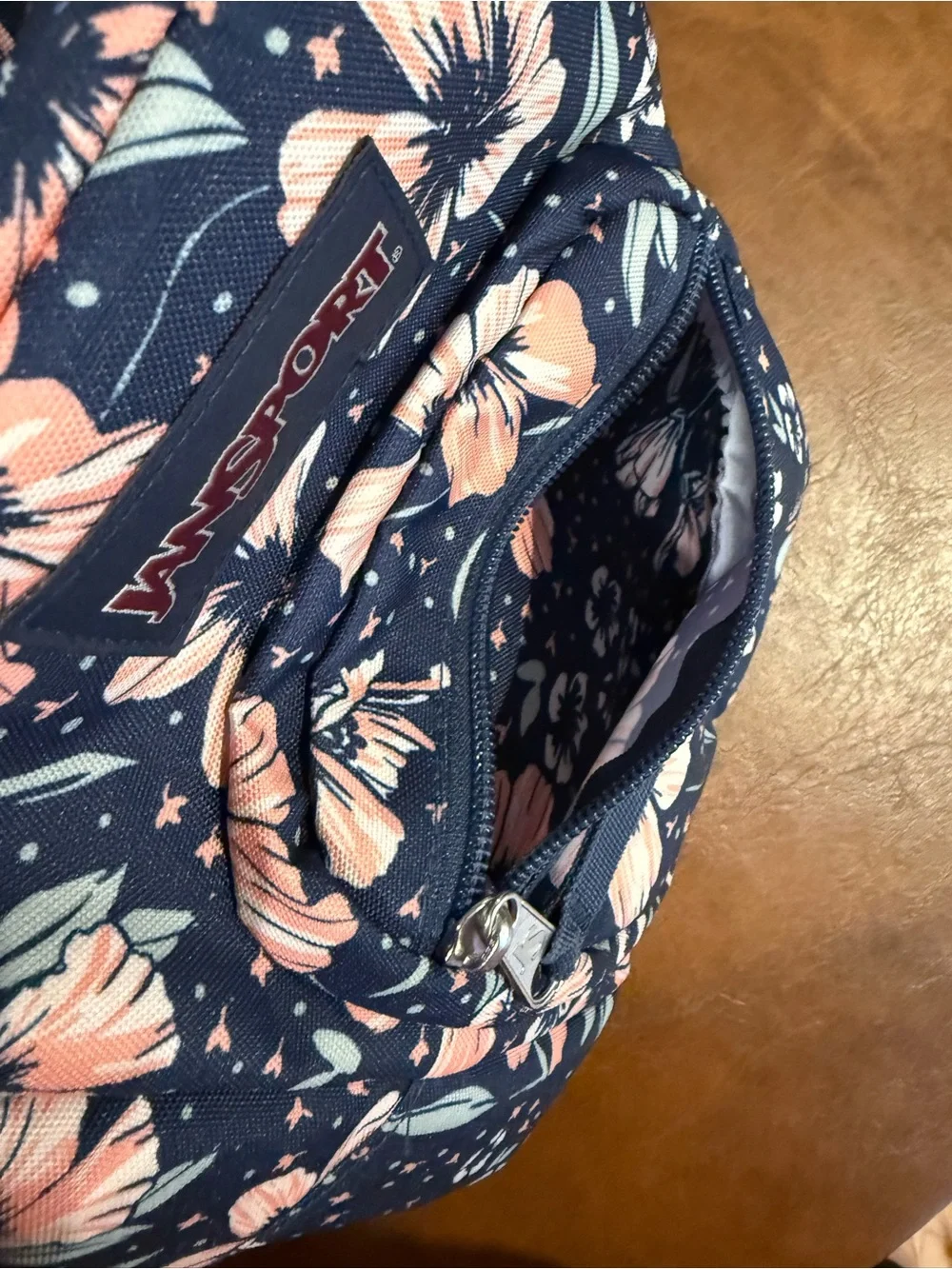 JanSport Kids Floral Navy Lunch Bag - Pink & White Flowers - School Ready